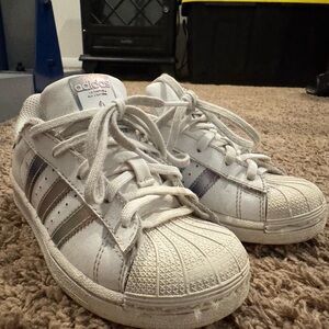 Adidas Kids White and Gray Sneakers